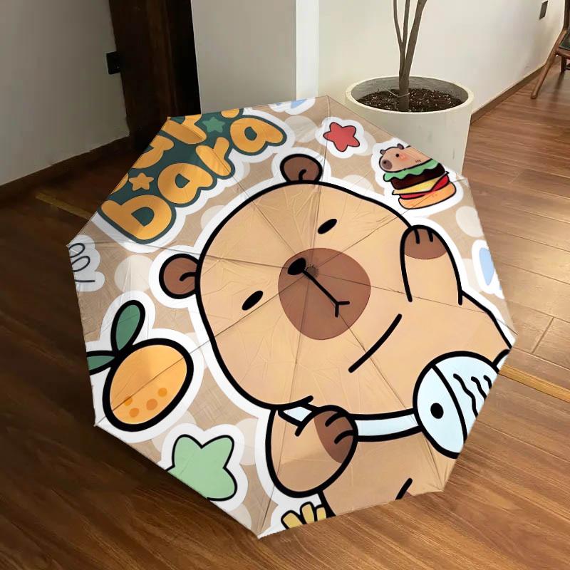 1pc Capybara Kitchen Adventure Umbrella with Plastic Handle,Suitable for All Seasons Home Travel Outdoor UmbrellaDD176