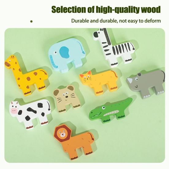 1 Set Wooden Block Matching Stacking Game Animal Mini Man Block Balance Game