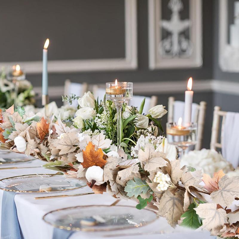 Artificial Maple Leaves Garland Pumpkin Fake Plants Autumn Fall Home Decoration Thanksgiving Halloween Christmas Wedding Decor