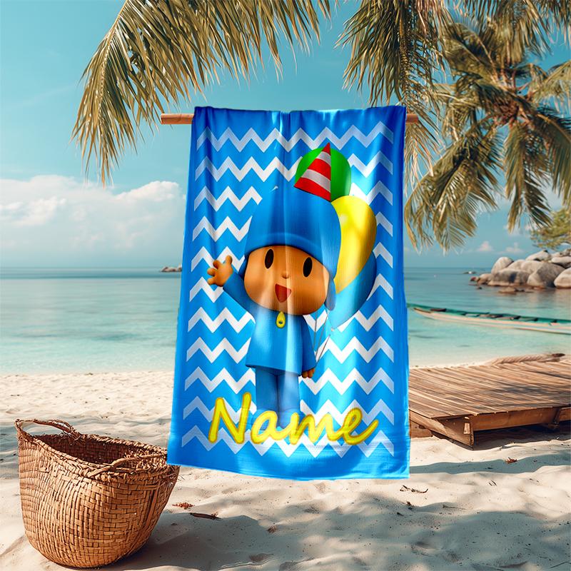 Personalized customized proof beach towel with Pocoyo pattern - soft, absorbent,quick-drying,perfect swimming,camping&bathing