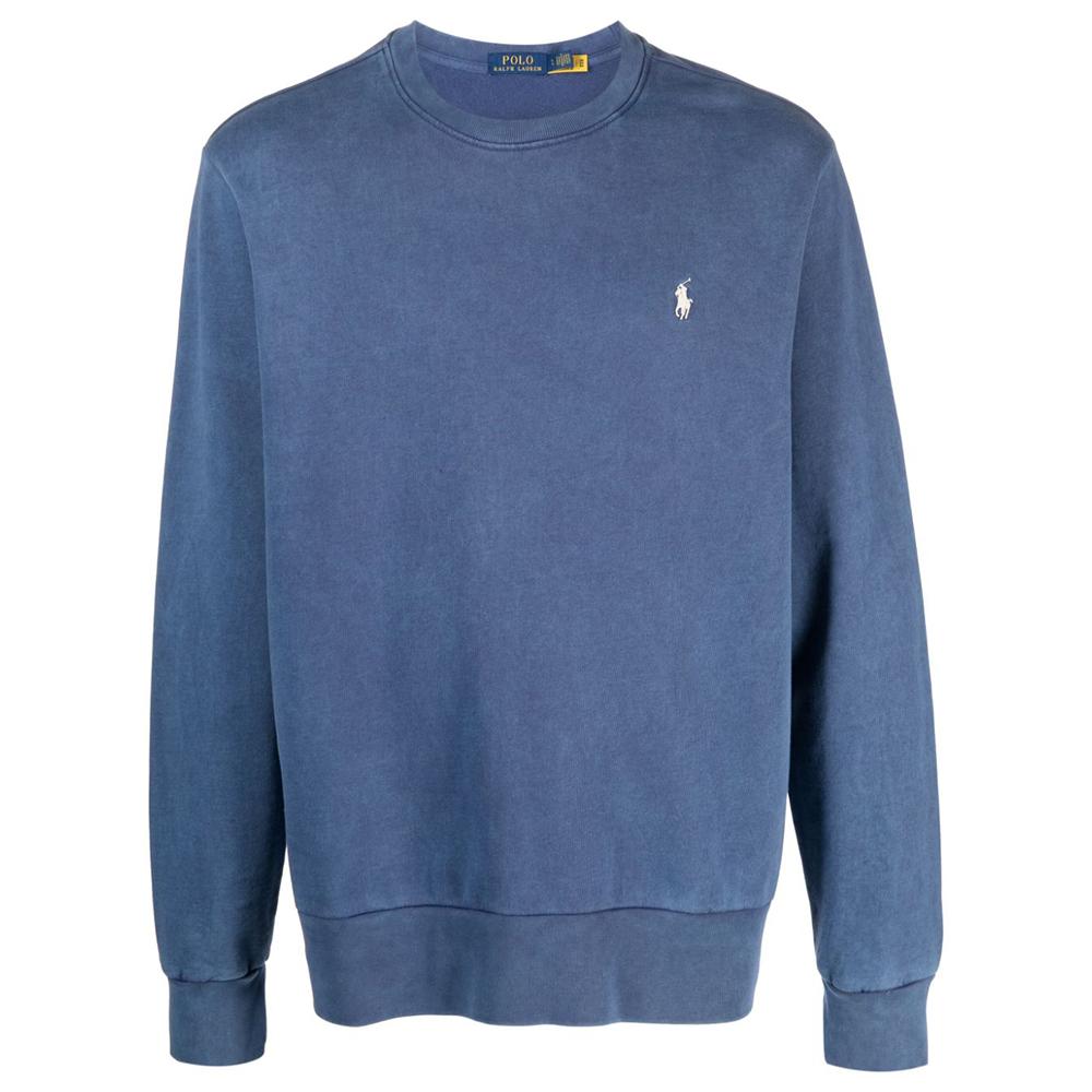 Ralph Lauren Polo Logo Embroidered Crewneck Sweatshirt Men sweatshirt Blue 710916689-001