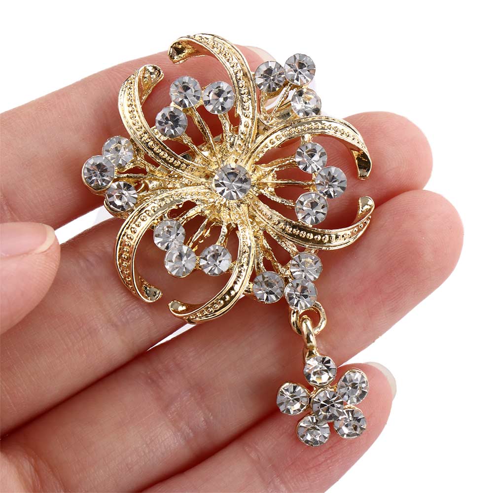 Party Bouquets Romantic Rhinestone Zinc Zinc Alloy Crystal Drop Prom Women Wedding Pearl Pins Brooches