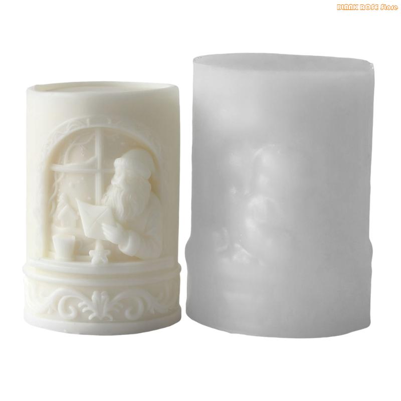 K1AE Detailed Santa Relief Cylinder Mould Heat Resistant Silicone Crafting Too