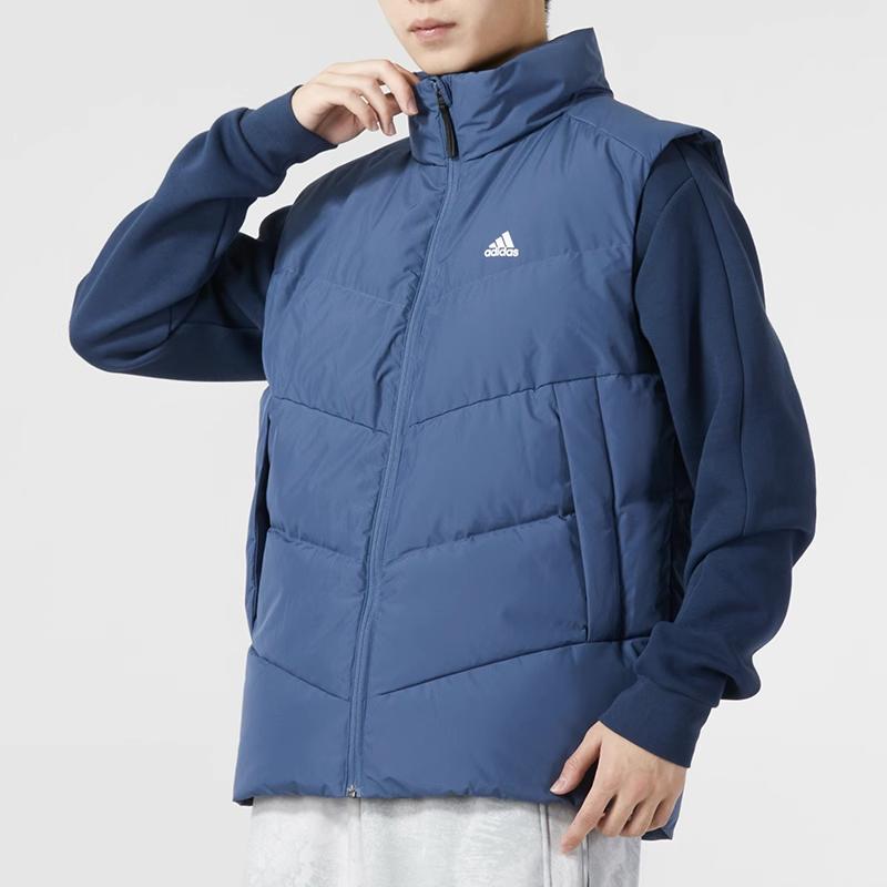 Adidas Tre Stripes Logo Ståkrage Dunvest Menn Vester Blå IS0370