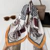 Retro Carriage Printed Small Square Scarf Women's Versatile Decorative Silk Scarf Neck Scarf Fashion Temperament Multifunctional Scarf