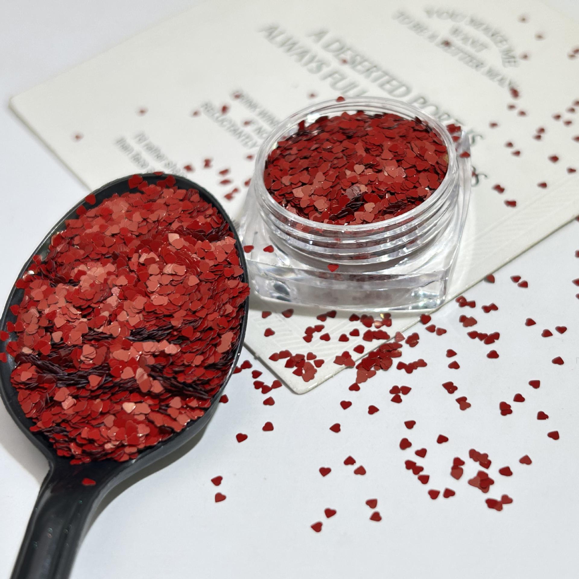 Fluorescent Dark Red Pigeon Blood Round & Star Polka Dot Sequin Nail Art Decor 5g