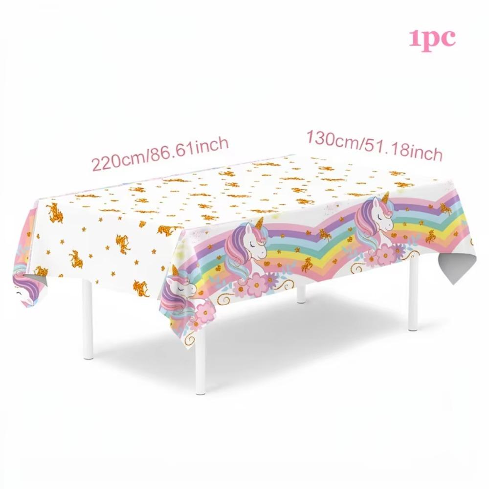Rainbow Unicorn Tablecloth Disposable Table Cover Kids Girl Birthday Party Decorations Baby Shower Supplies Waterproof 130x220cm