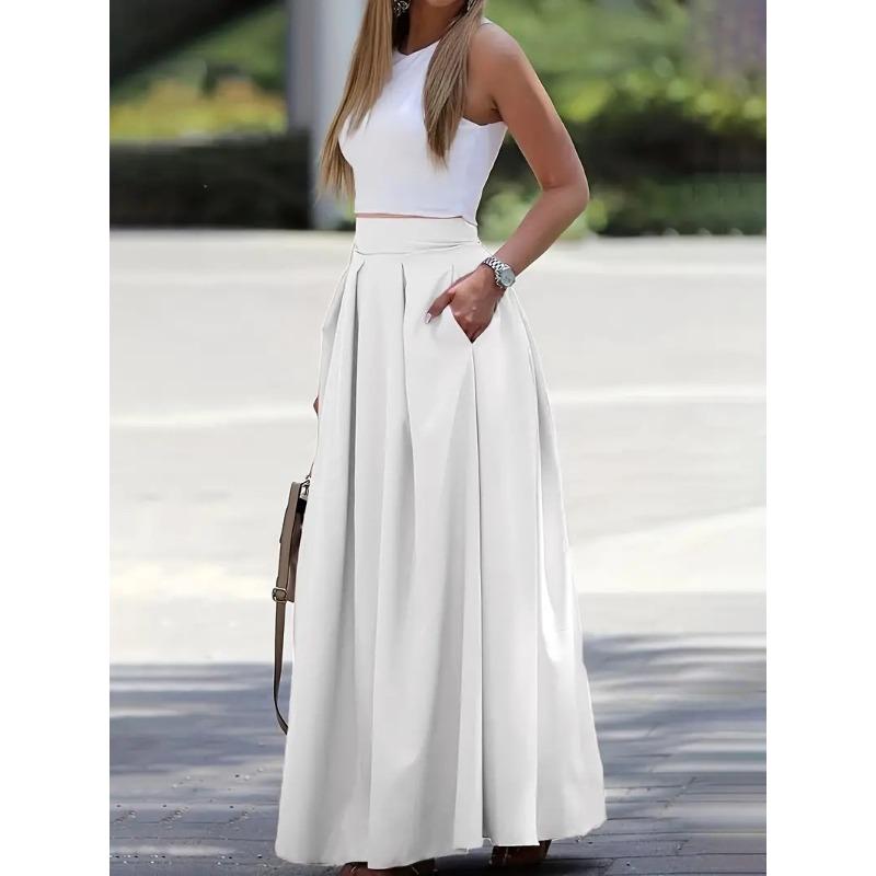 

Весна и осень, однотонная юбка-бюстье Big Yards с высокой талией и полубоди, плиссированная длинная юбка L белый