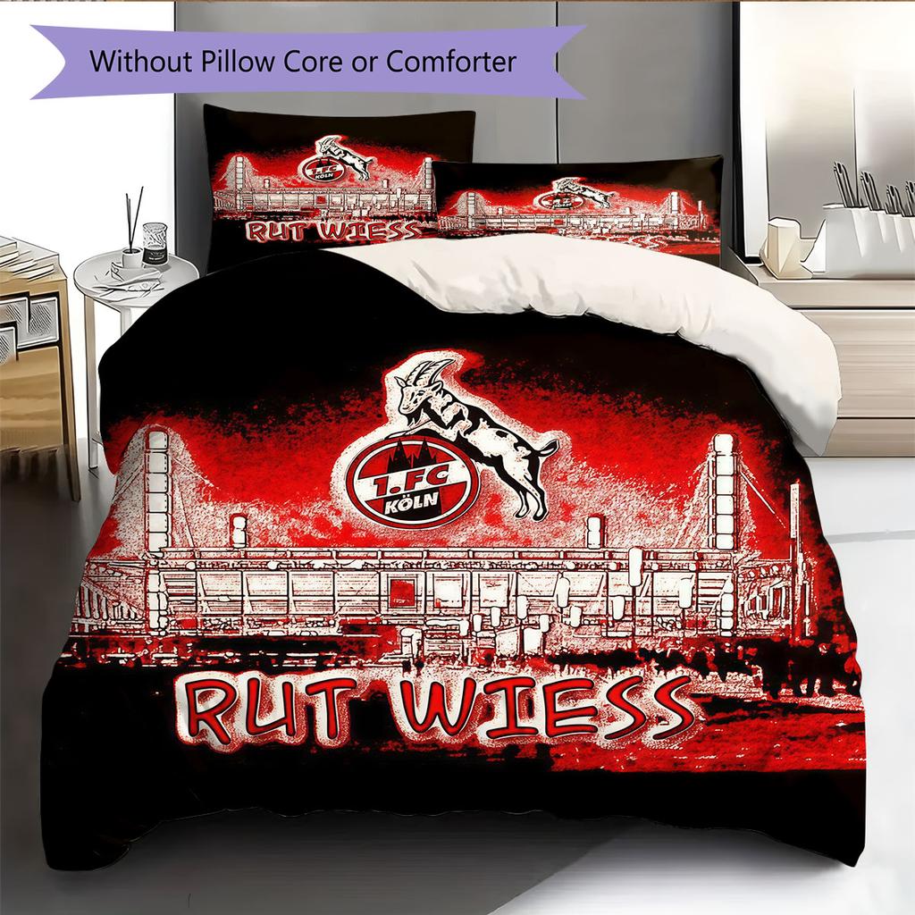 Biancheria da letto con motivo logo FC Köln Decorazione per la casa Regalo di compleanno ( 1 copripiumino + 2 federe, senza imbottitura),merchandising per fan.