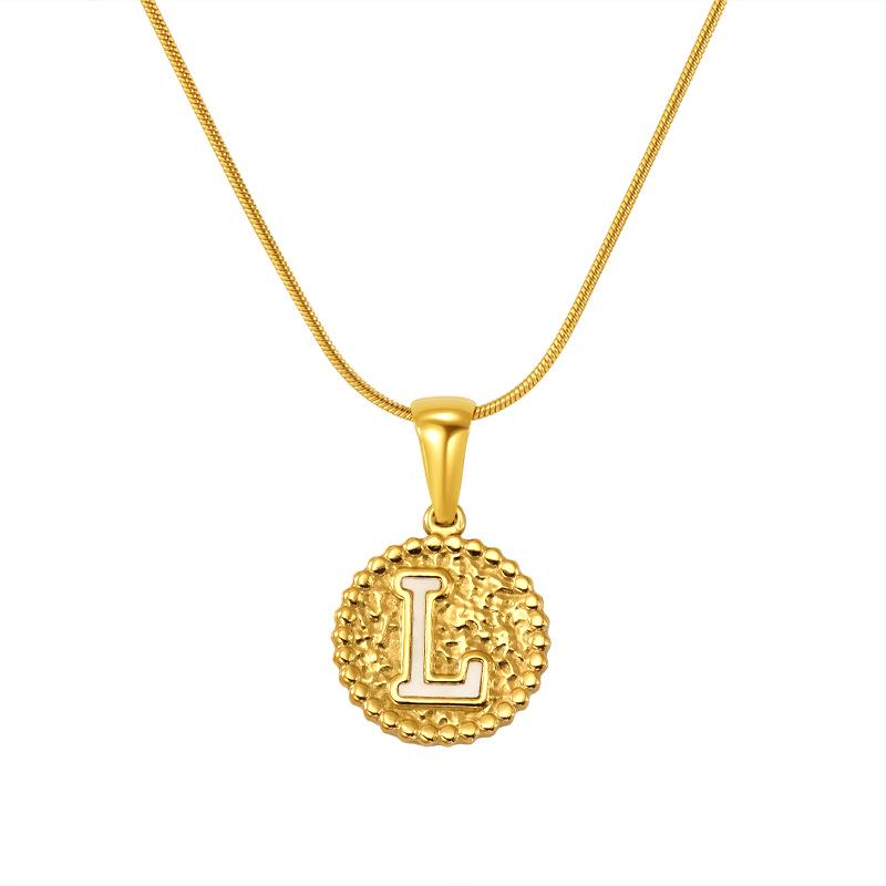 European and American Stainless Steel Letter Necklace for Women - Versatile Titanium Steel Hammered Pendant Jewelry Fashion
