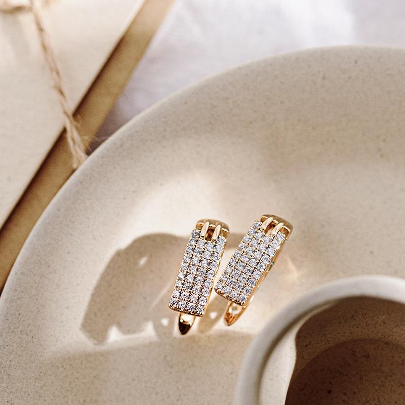 SIMJOO Creative Personalized Zircon Earrings Fashion Square Jewelry