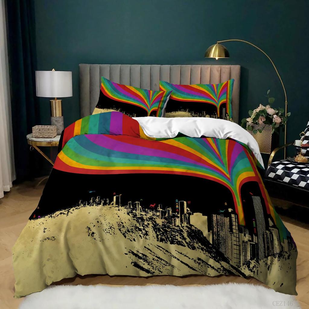 Personalized Dirty Rainbow Bed Three-piece Digital Printing Kit