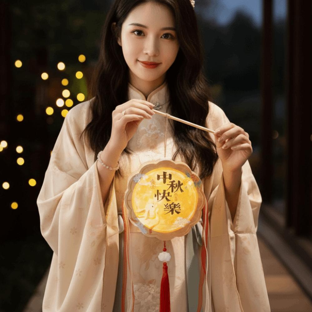 Handmade Mooncake Lantern Luminous Mid Autumn Lantern DIY Craft Kit Rabbit Lamp Students