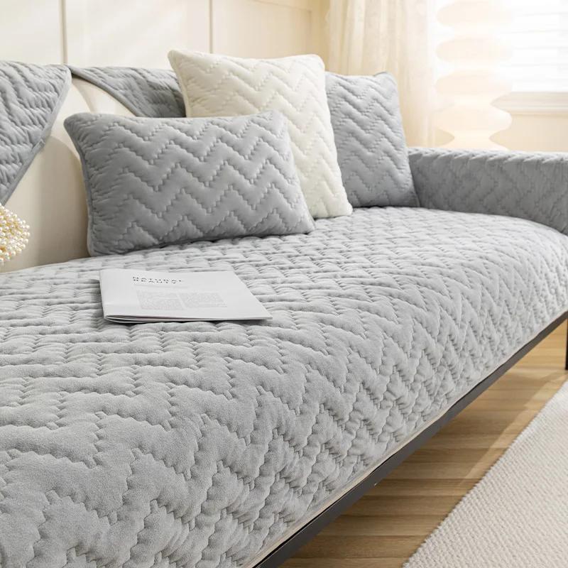 Роскошные короткие плюшевые нескользящие чехлы для диванов — фото 13