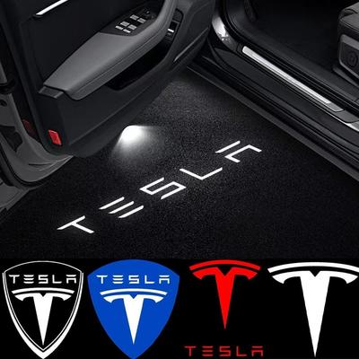 2Pcs LED Car Welcome Door Lights Emblem Accessory For SpaceX Model 3 Highland 2023 Model S X Y Y-Eur Roa Signage Light