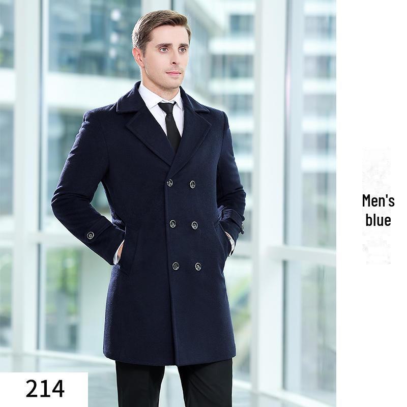 

Зимнее шерстяное пальто с воротником для сотрудников ювелирного банка Men s double-breasted; XL темно-синий