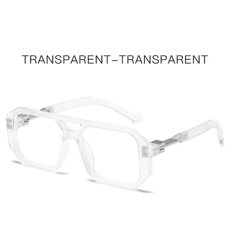 

New European And American Fashion Sunscreen And Uv Resistant Square Sunglasses Uv400 Minimalist Double Bridge Pilot Glasses