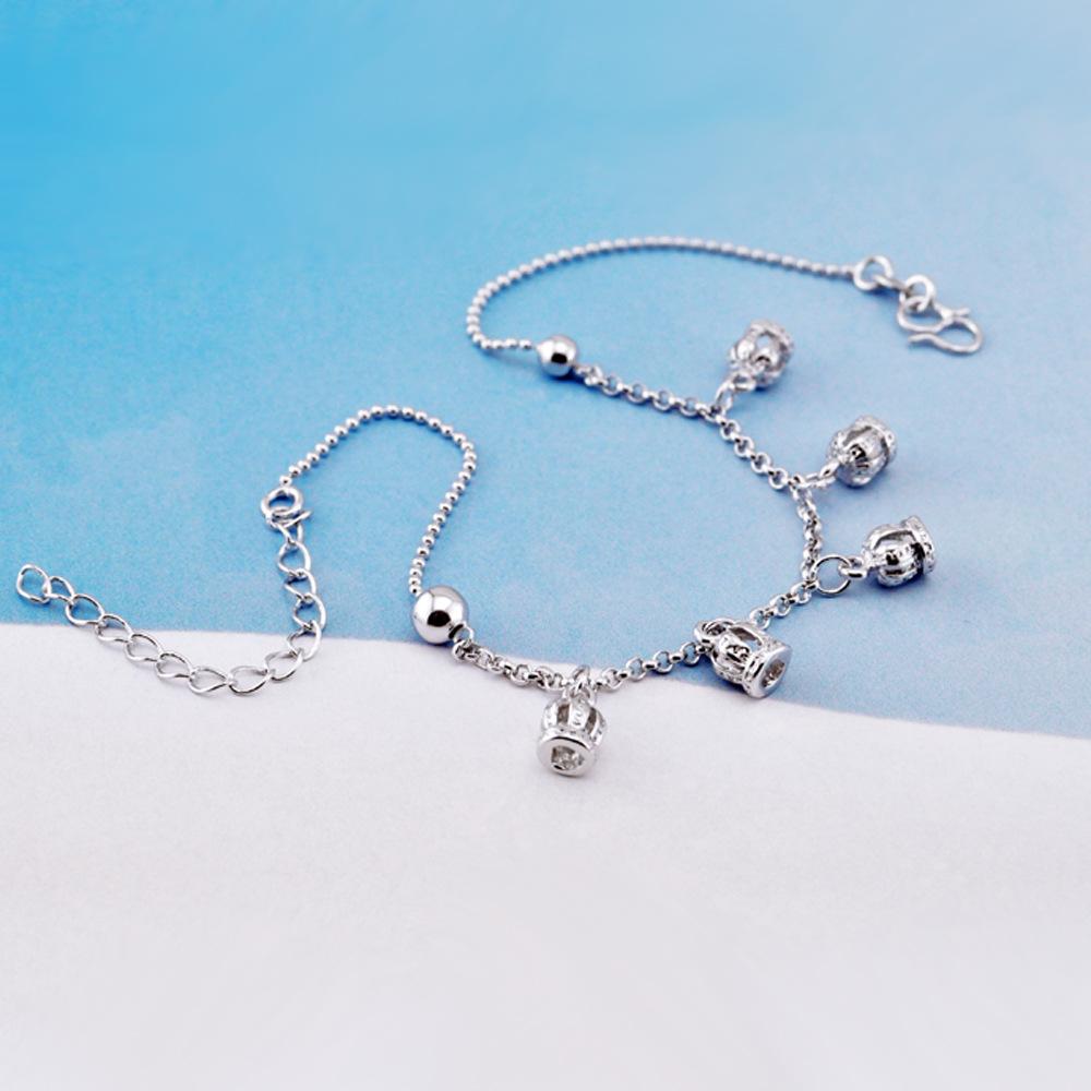 Crown Dream Anklet Silver Thick Platinum Temperament Anklet Women'S Simple Foot Jewelry
