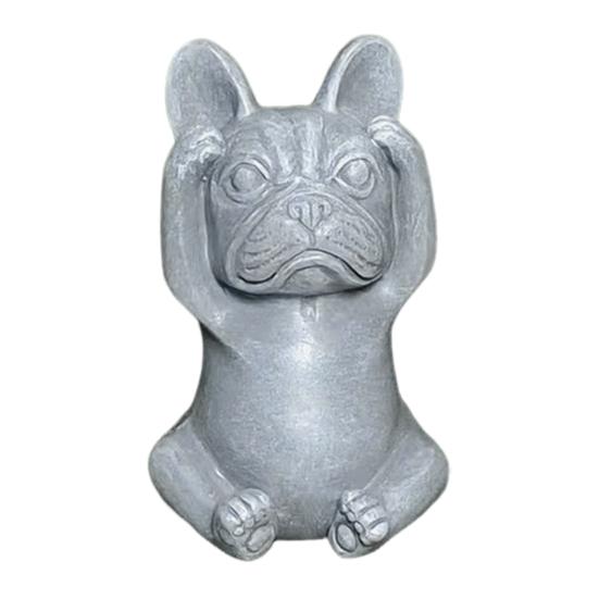 Bulldog Figurine No See No Speak Bulldog Ornament Handmade Resin Hear No Evil Dog Statue
