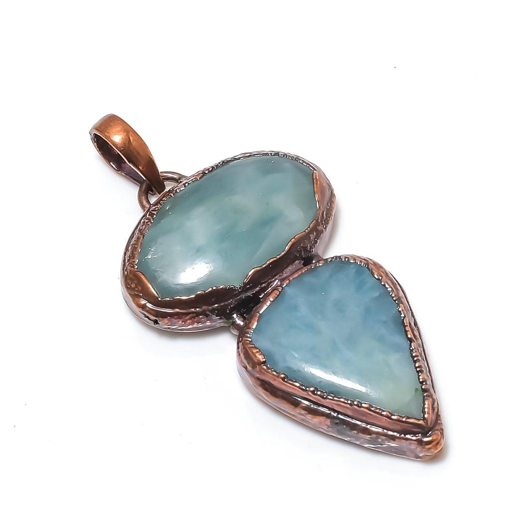 Aquamarine Copper Electroformed Pendant, Handmade Gemstone Pendant Jewelry, Gifts For Wife Brand New Pendant