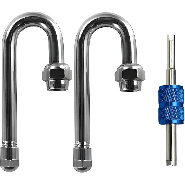 4Inch Dually Valve Stem Extenders,Set Of 2Pcs,Heavey Duty,100Mm Straight Metal Dual Wheel Valve Stem Extensions For Truck Tires, RV Tires, Motorhome,