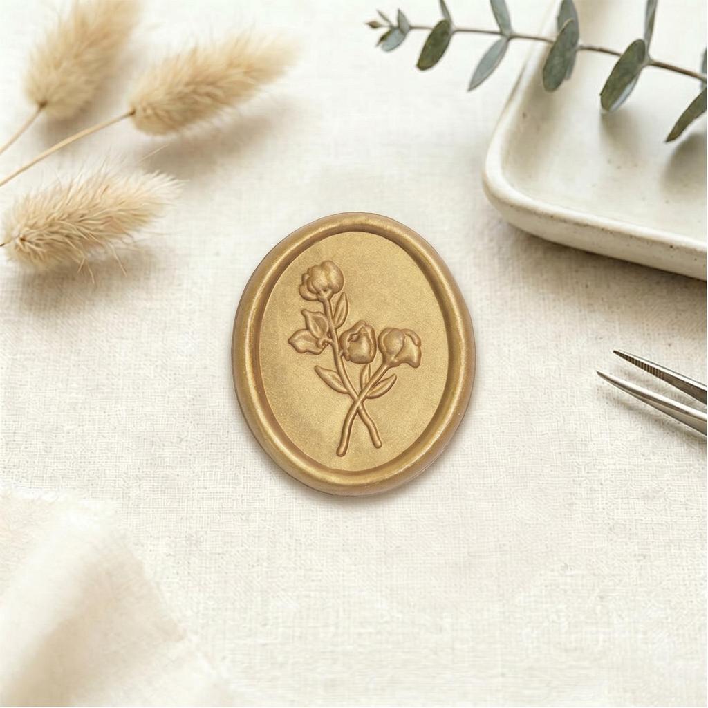 Embossed Three Roses Wax Seal Sticker for Invitations and Envelopes