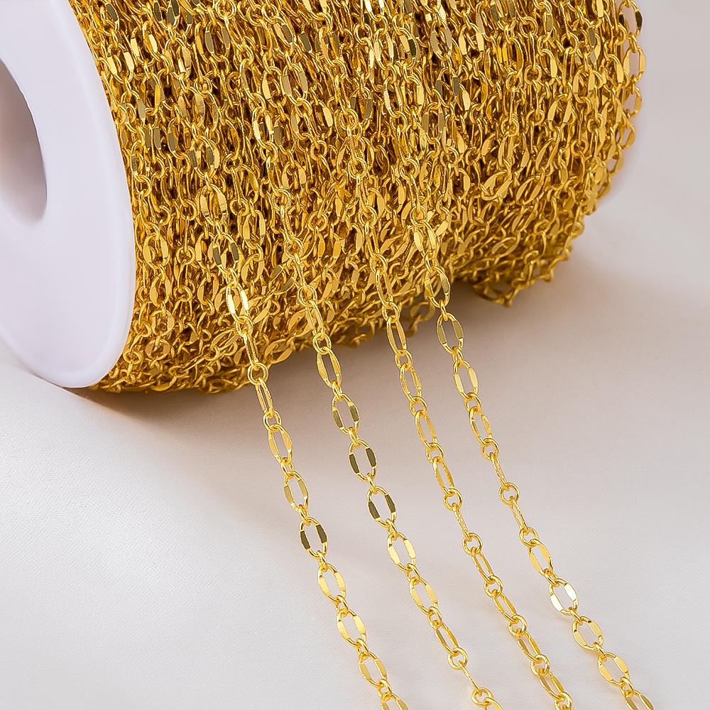 1Meter Copper Basic Chain Gold Plated Cable Curb Link Chains for Necklace Bracelet Handmade Jewelry Making DIY Supply Wholesale