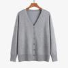 Plus Size V-Neck Cardigan Sweater for Women - Solid Color Knitted Top, Fits Up to 180 Pounds