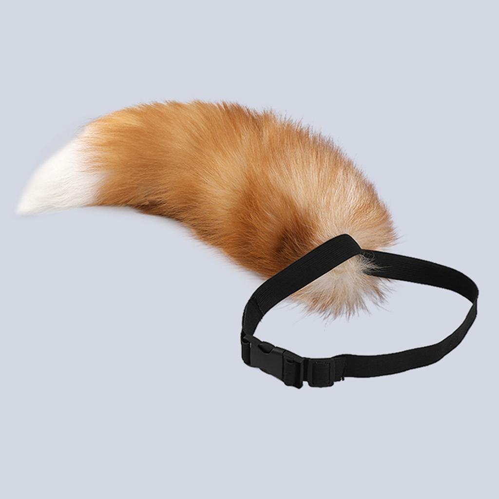 Soft Long Tail Foxes Tail Adjustable Belt Foxes Costume Tail Handmade Animal Tail Decorations for Halloween Party