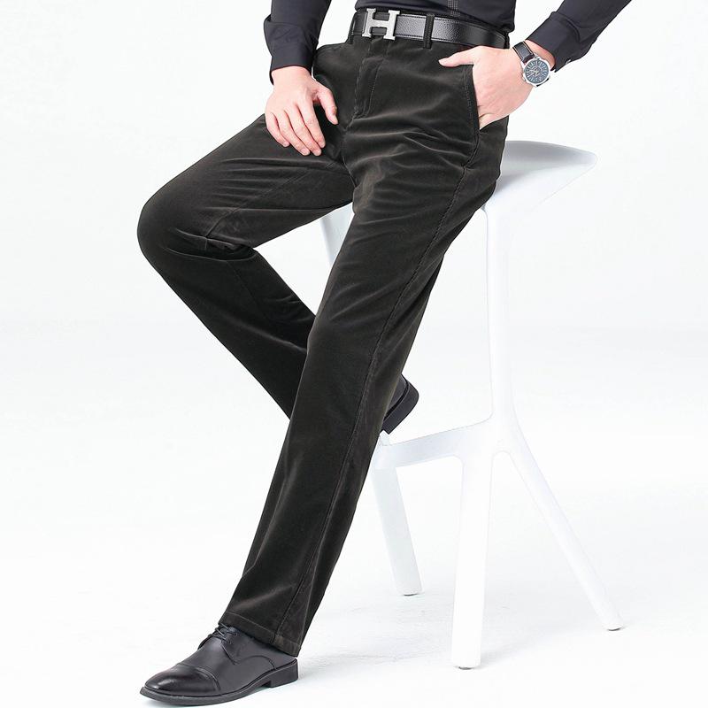 2025 Autumn Men's Corduroy Business Casual Mid-Rise Straight-Leg Pants