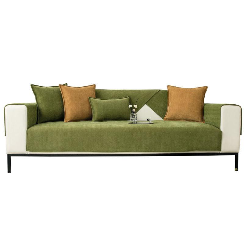 Universal Sofa Cover Chenille Fabric Solid Color Striped Living Room Sofa Cushion Simple Non-Slip Sofa Cushion Armrest Backrest