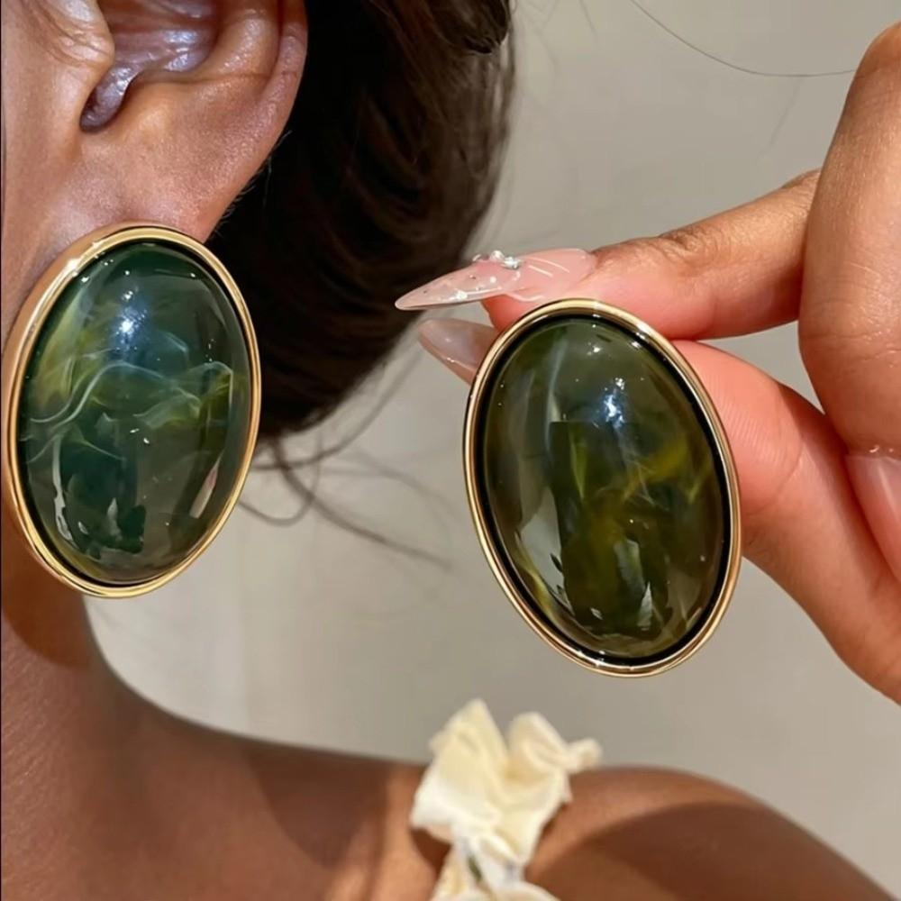 Smooth Surface Resin Dangle Earrings Geometric Stud Earrings Vintage Women Earrings  For Women
