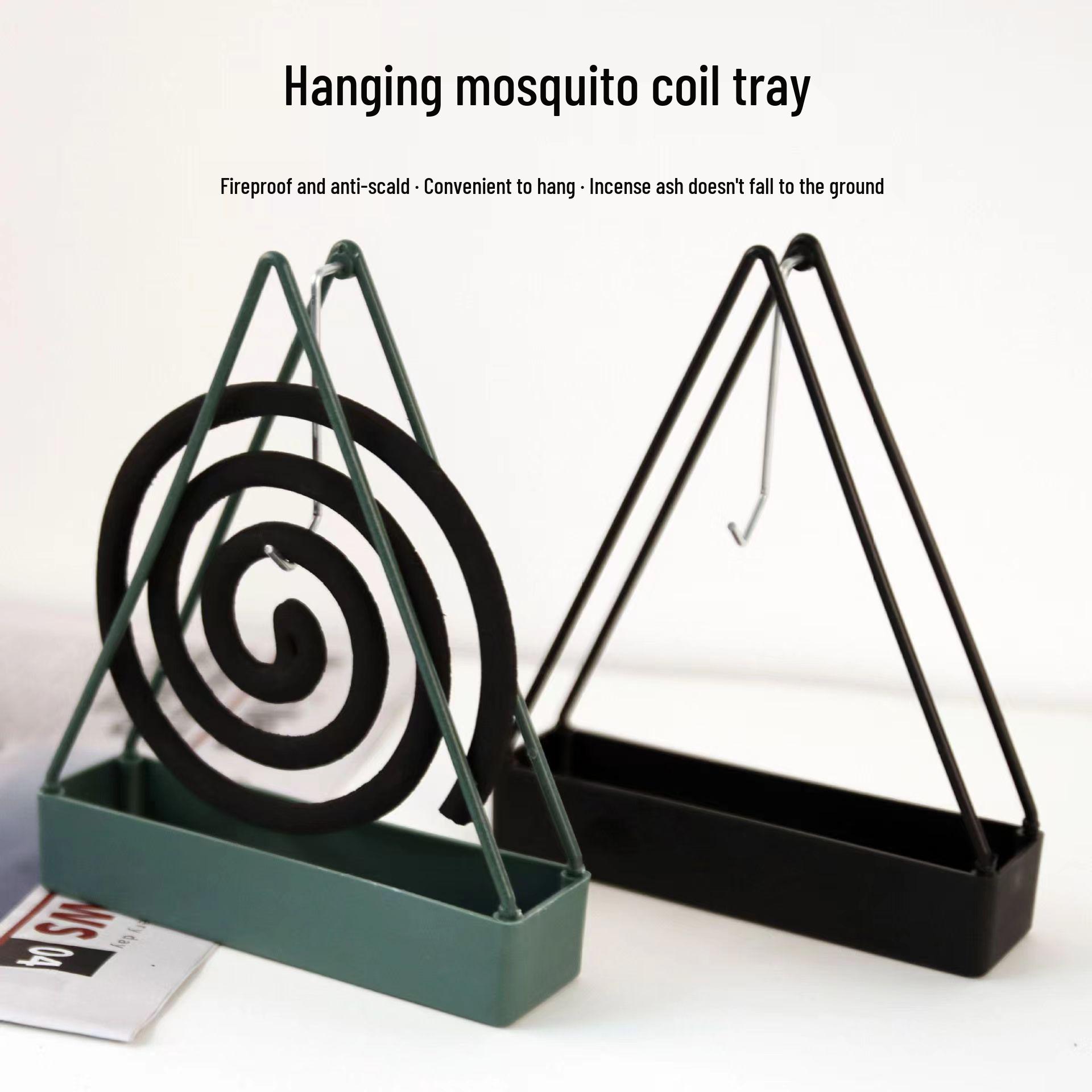 

Triangle Iron Art Mosquito Coil Holder and Ash Catcher Green Stand + Plastic Ash Tray