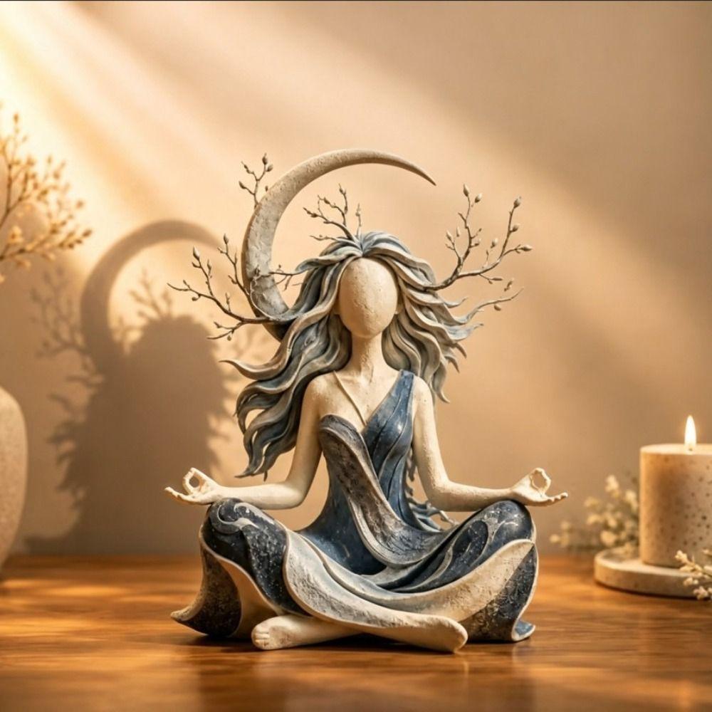 Faceless Seated Meditation Yoga Goddess Figurine Mother Earth Home Sculpture Desktop Decor