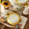 Rectangular Placemats for Kitchen and Dini 4pcs Set of Sunflower "Hello Fall" Printed Placemats - Natural Atmosphere Table Mats