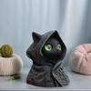 Hooded Cat Statue Resin Mysterious Black Cat Figurine Gothic Tabletop Mini Cat Sculpture Halloween Decoration Gift for Cat Lovers