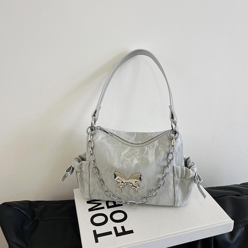 PU Material Four Seasons General Fashion All-match Small Backpack Chain Bow Solid Color Casual Dating Party Work