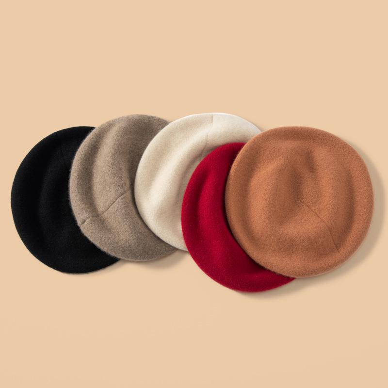 100% Pure Cashmere Women's Knitted Beret - Autumn/Winter Korean Style Streetwear