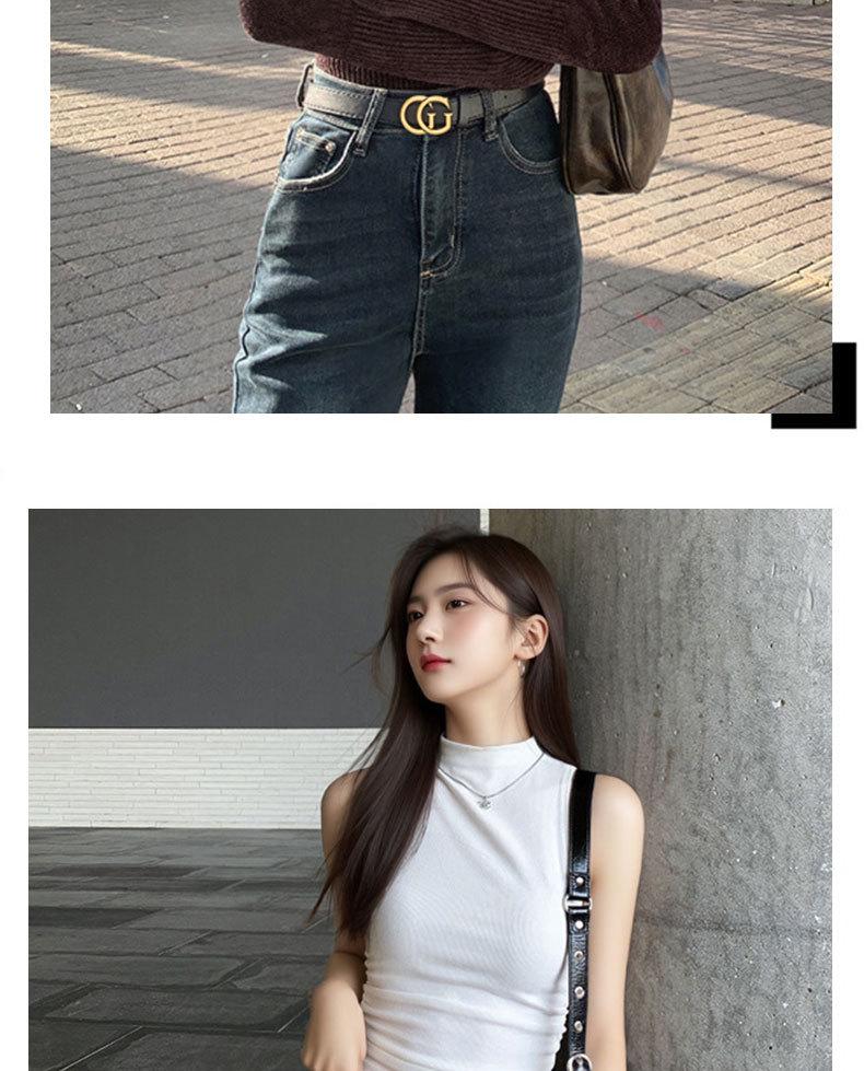 Dámský luxusní černý kožený pásek - Všestranný módní doplněk pro letní džíny