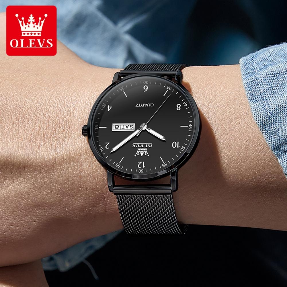 OLEVS 2996 Mens Watches Casual Fashion Original Slim Quartz Watch Waterproof Luminous Week Date Watches For Men Gifts Reloj