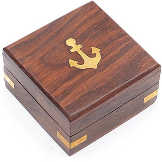 Bądź Silny i Odważny Nie Bój się Mosiężny Grawerowany Kompas z Czarną Tarczą, z Tłoczonym Drewnianym Pudełkiem, Prezenty Urodzinowe, Prezenty na Bierzmowanie