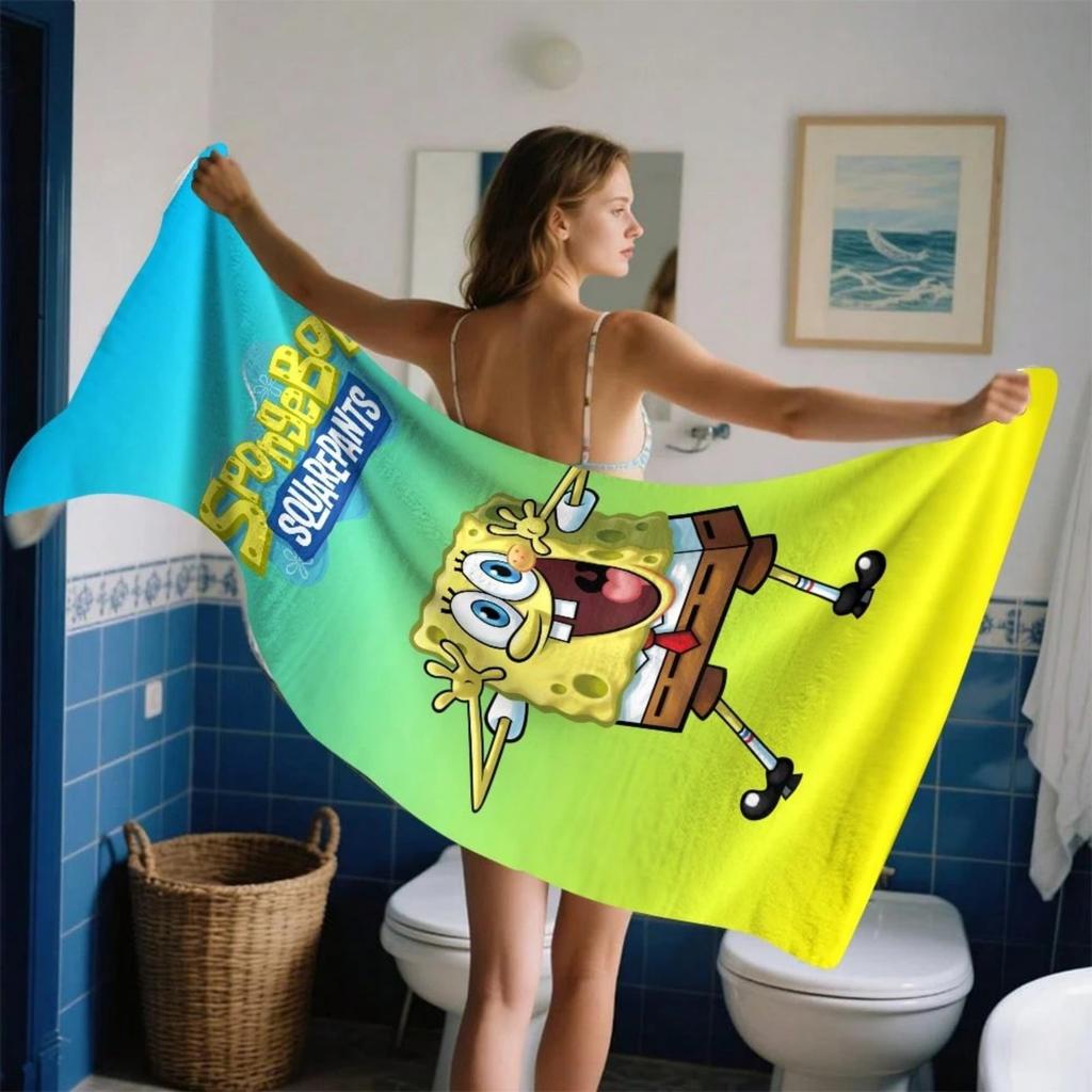 1pc SpongeBob Beach Towel/Bath Towel, Bathroom Towel, Essential For Bathroom And Beach, Highly Absorbent