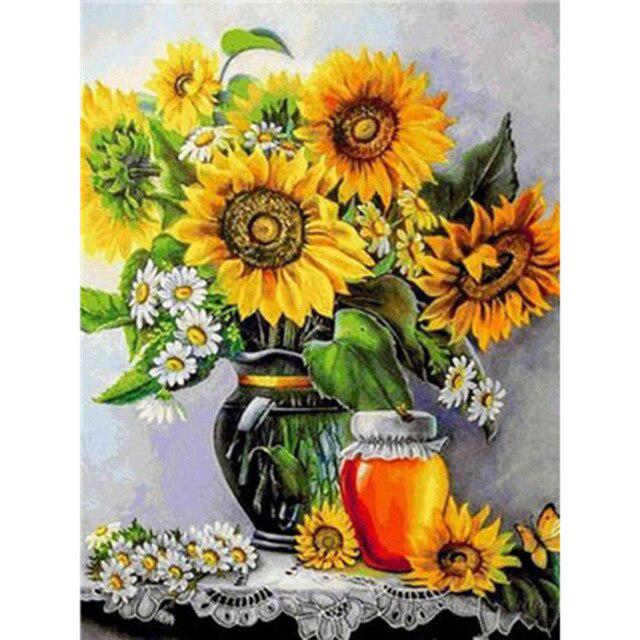 5D DIY Daimond Painting Full Round Drill Sunflower Aimond Embroidery Cross Stitch Kit Paintings