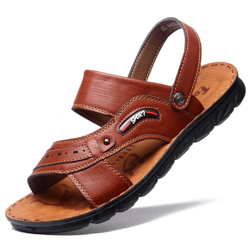2025 New Summer Men's Casual Sandals Open-toed Hollow Shoes Men's Slippers Comfortable Outdoor Breathable Beach Shoes