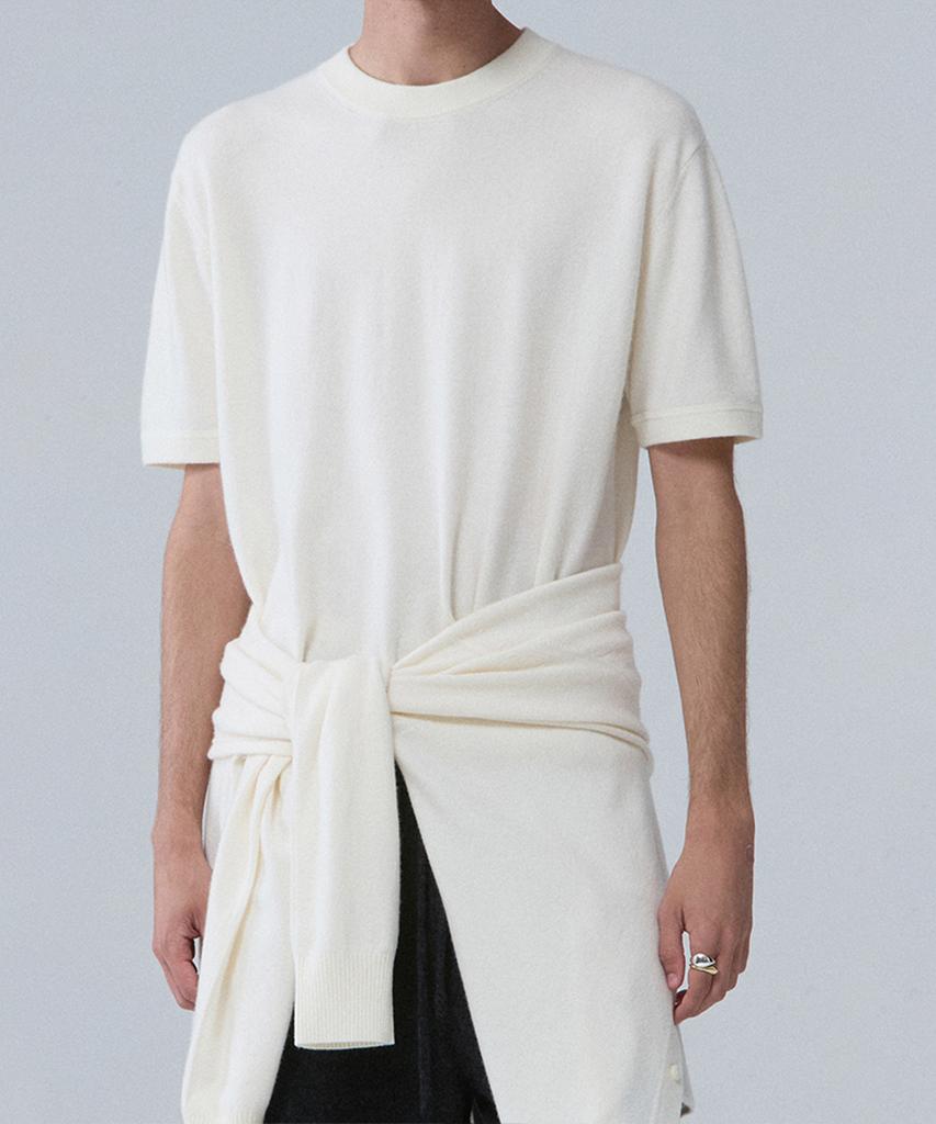 UMARMUNG Wool Cashmere Half Sleeve Pullover_Ivory