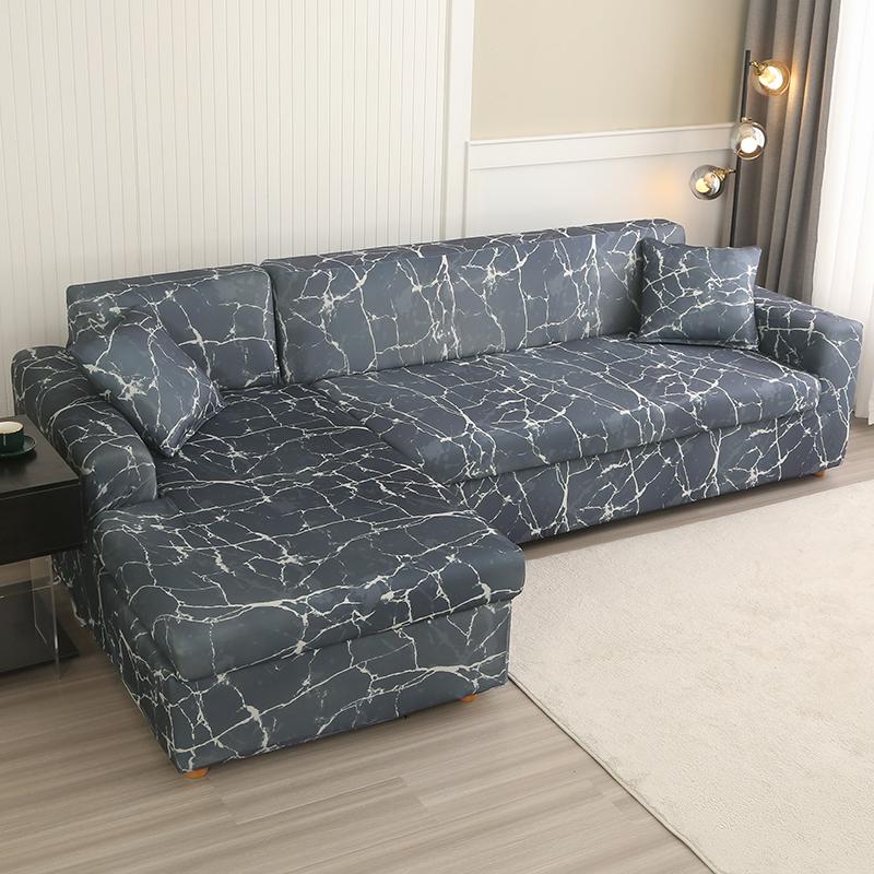 Stretch Sofa Überwurf Sofabezug Spandex Rutschfest, mit elastischem Saum für L-Form Ecksofas, Ideal für Kinder und Haustiere