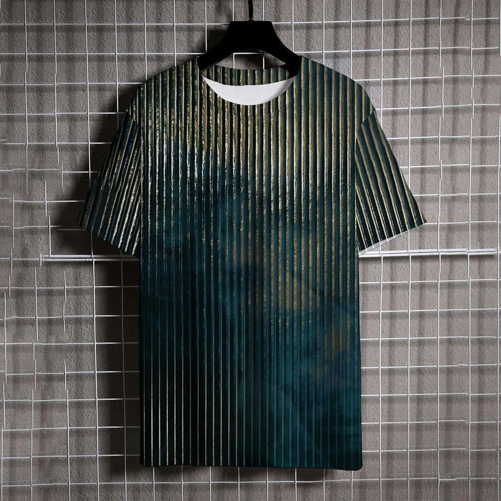 Summer Men's Short Sleeve T-Shirt Vintage Striped 3d Print Everyday Street Casual Crew-Neck Wear Oversize Tops Tees Size XXS-6XL