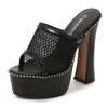 Fashion New European And American Mesh Waterproof Platform Small Size High Heels Thick Heels Outside Fairy Fashion Flip Flops Sandals