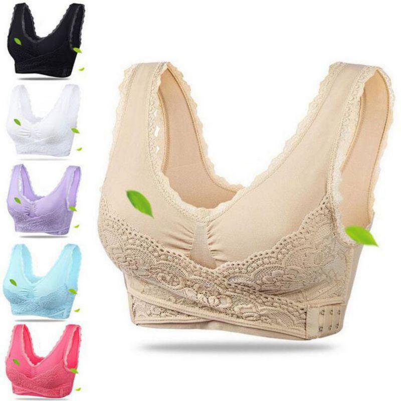 Women Lady Sexy Front Cross Adjustable Side Buckle Lace Vest Wireless Sport Bra For Ultimate Comfort And Style