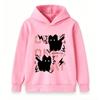 Kids Boys Girls Hoodie Sweatshirt, Cute Fluffy Black Cat Print Pullover, Casual Long Sleeve Loose Fit Hooded Tops for Daily Street Wear